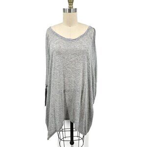 New Eileen Fisher Wide Neck Tunic Top Womens XL Grey Drapey Tencel Silk Shirt